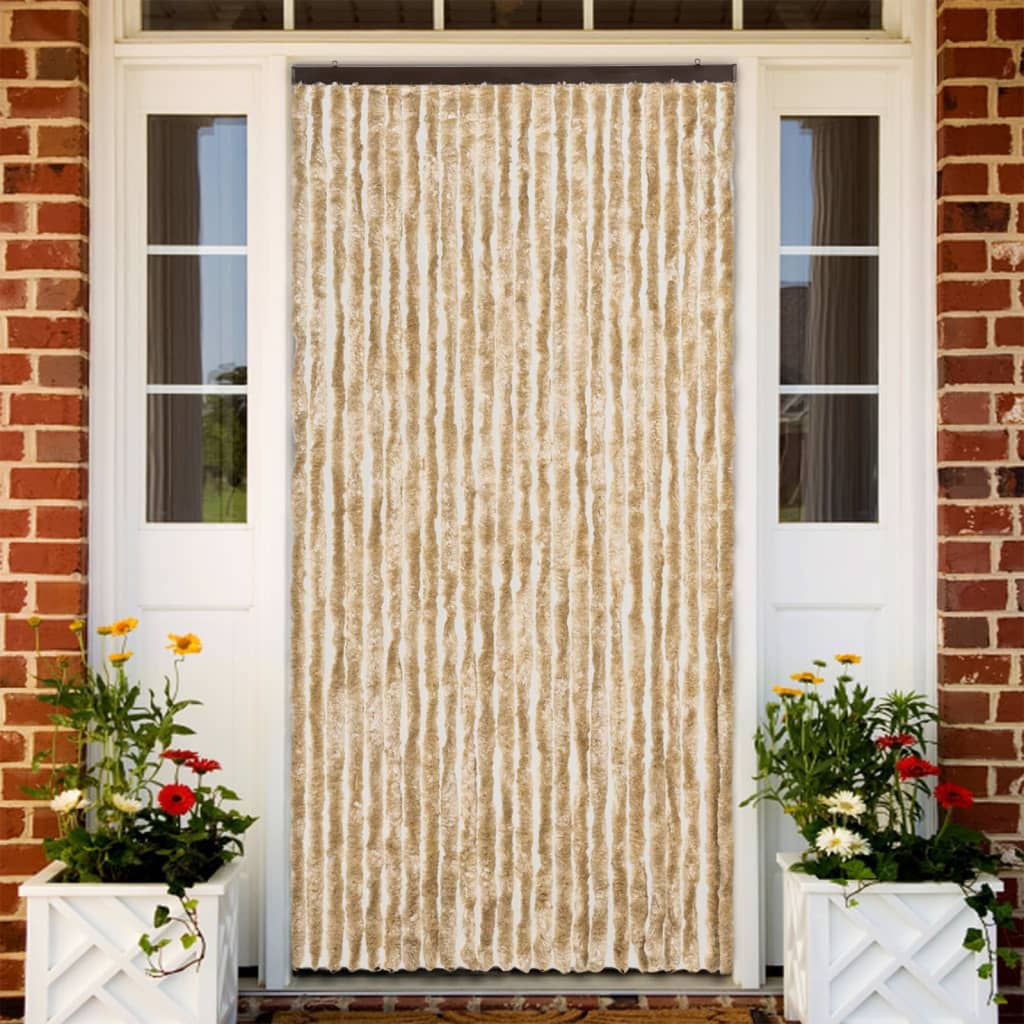 Flueforhæng chenille - beige, 100 x 230 cm - number 1.