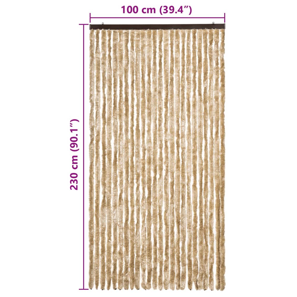 Flueforhæng chenille - beige, 100 x 230 cm - number 7.