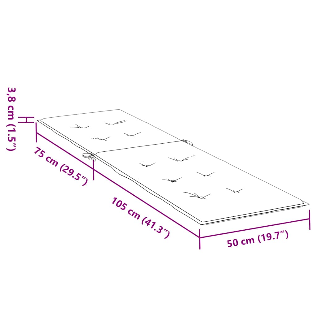 Hynde til dækstol (75+105)x50x3 cm stof - meleret rød, 1 - number 9.