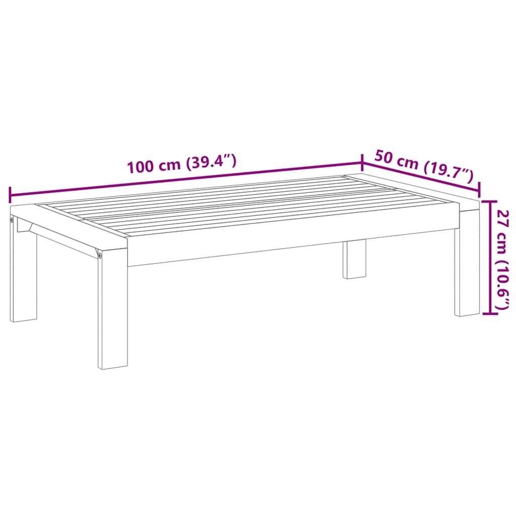 Havebord 100x50x27 cm massivt akacietræ - number 8.