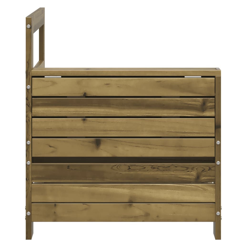 Sofamodul med armlæn og sidebord massivt imprægneret fyrretræ - number 5.