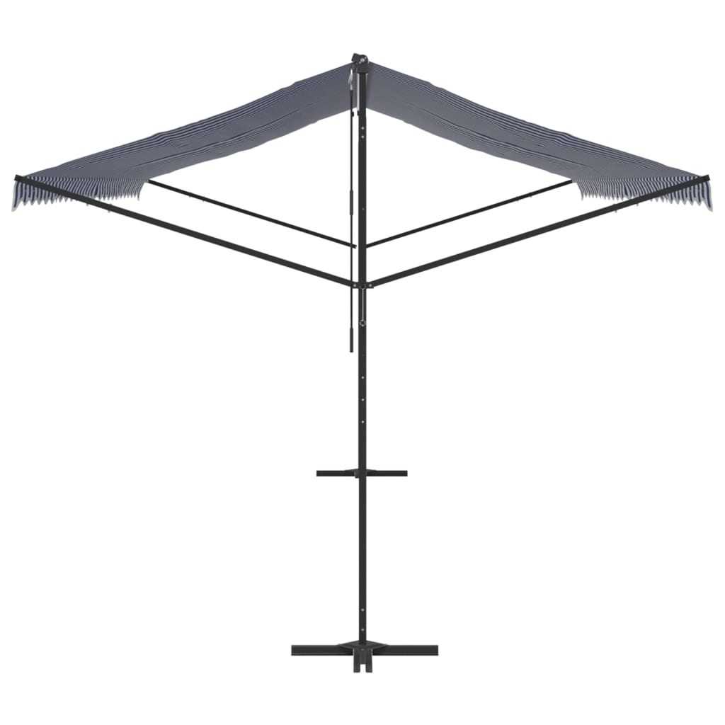Fritstående markise 600x300 cm stof og stål blå og - hvid, 6 x 3 m, 1 - number 4.