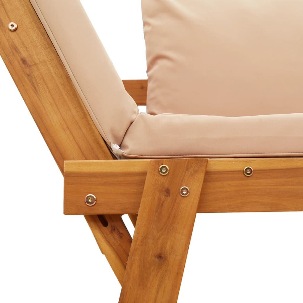 Havebænk med hynder 2-i-1 massivt akacietræ - beige, 1, x - number 9.