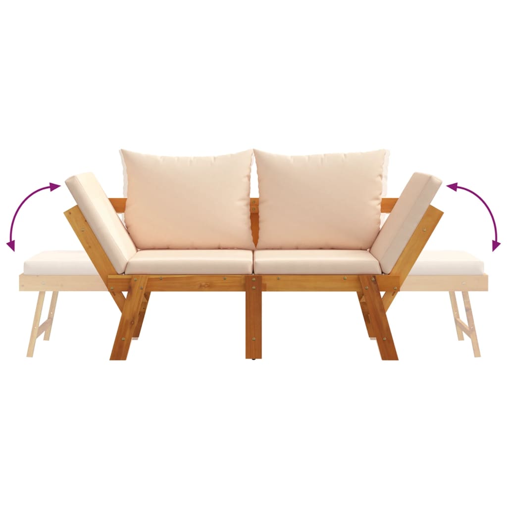 Havebænk med hynder 2-i-1 massivt akacietræ - beige, 1, x - number 8.