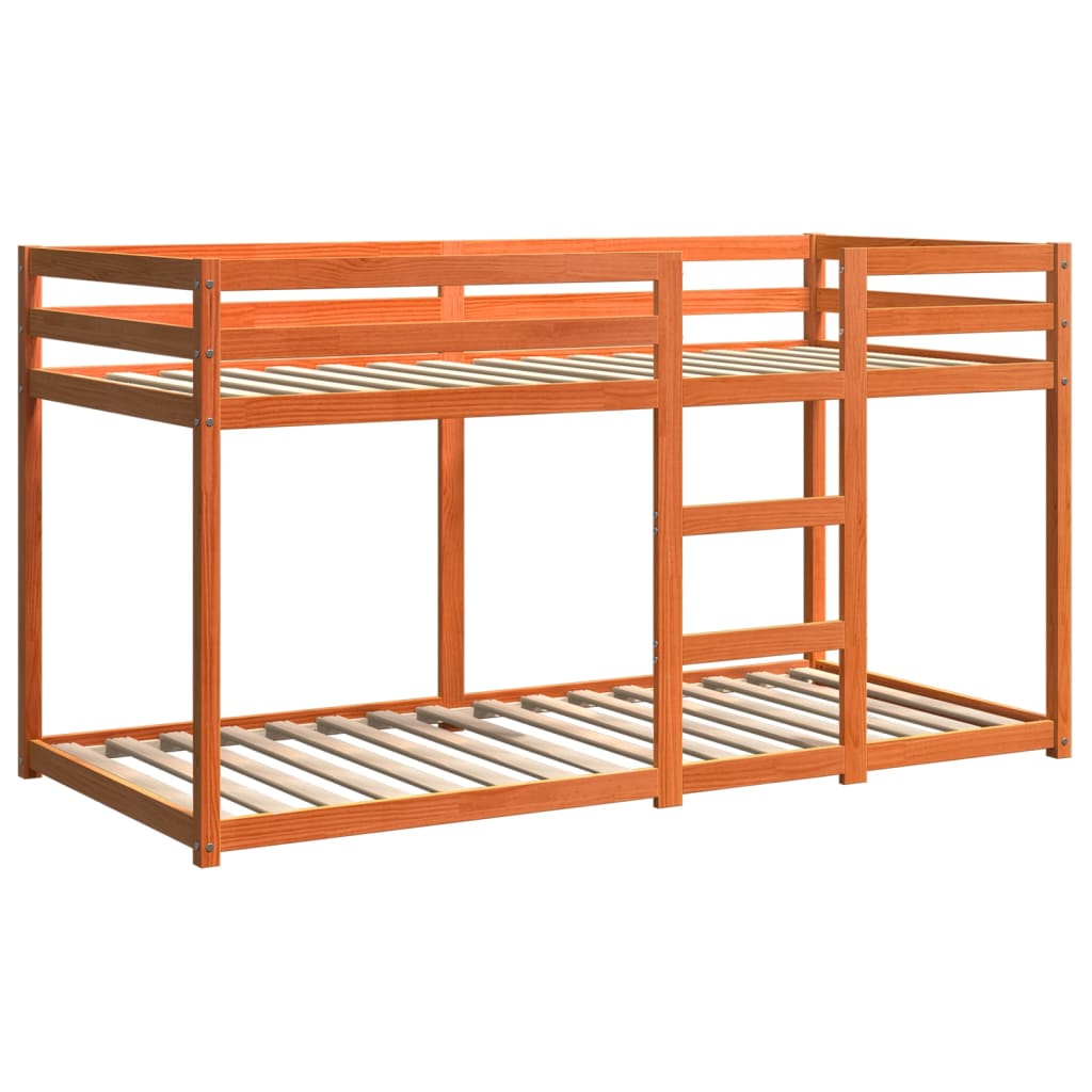 Łóżko piętrowe sosna lita wosk brąz - złoty brąz, 80 x 200 cm - number 3.