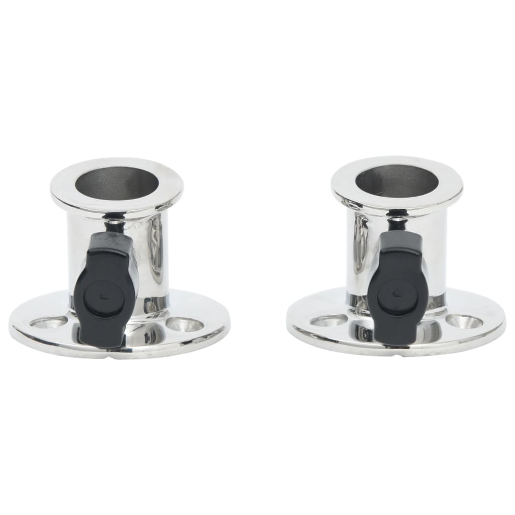 Runde bimini-baser 2 stk. til 26 cm rør rustfrit stål - number 3.