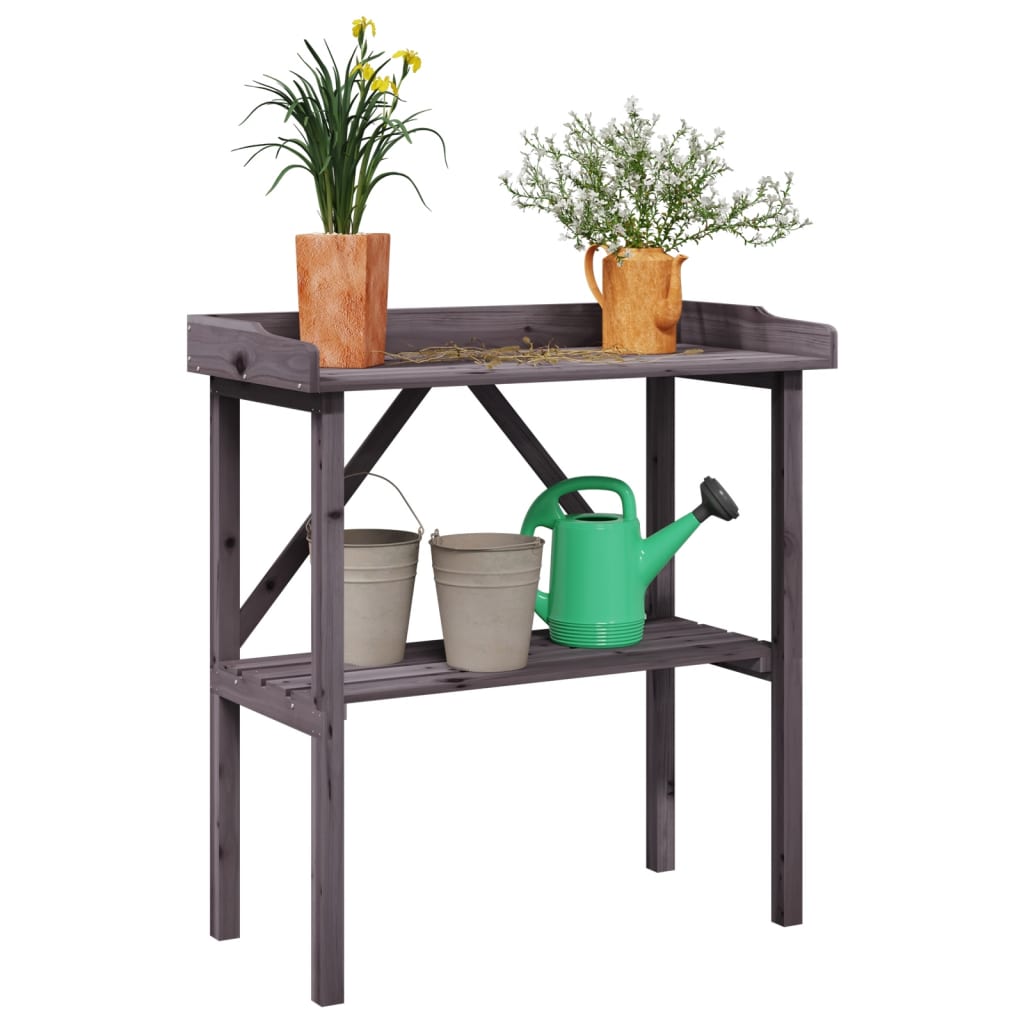 Plant table with shelf 78x38x82.5 cm solid fir tree - gray, 1 - number 1.