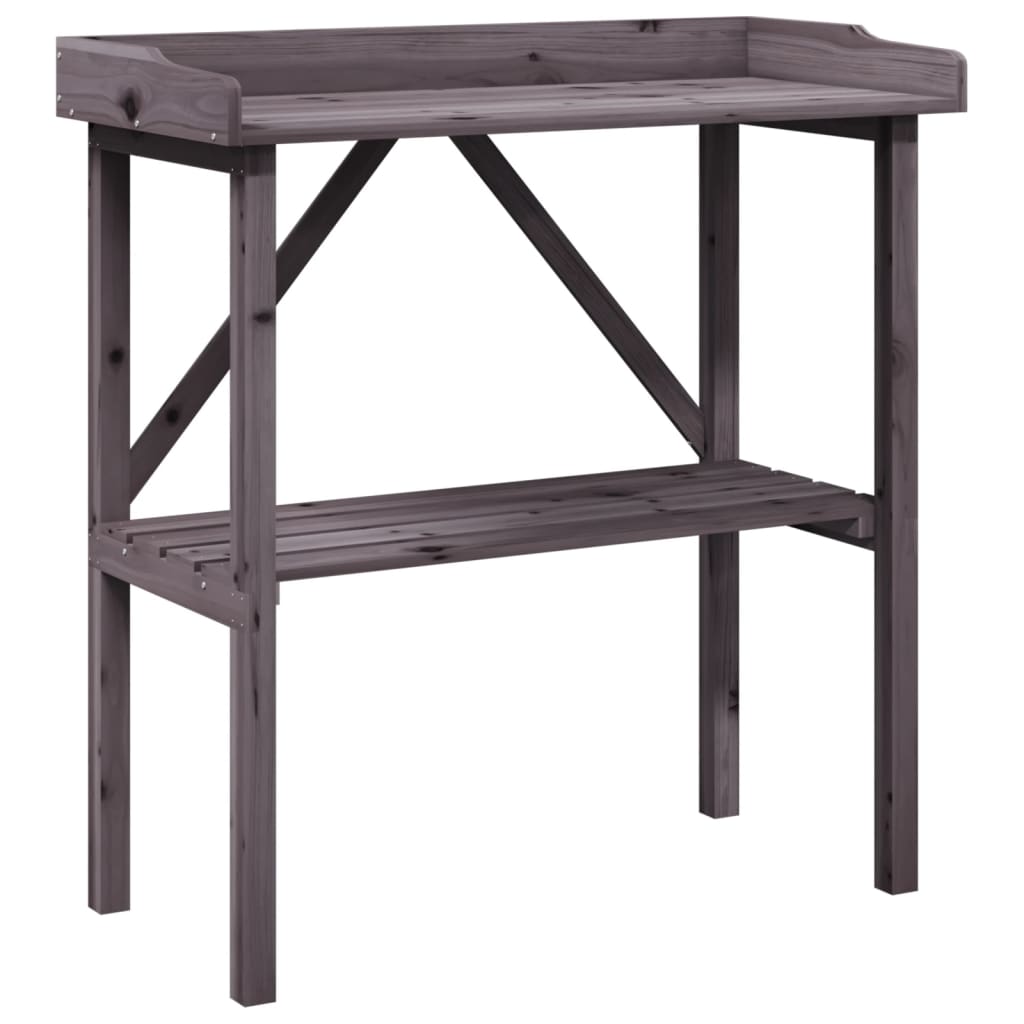 Plant table with shelf 78x38x82.5 cm solid fir tree - gray, 1 - number 2.