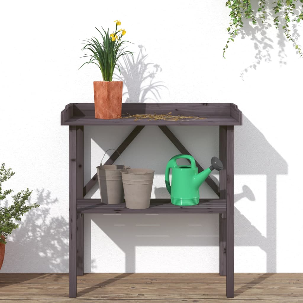 Plant table with shelf 78x38x82.5 cm solid fir tree - gray, 1 - number 3.
