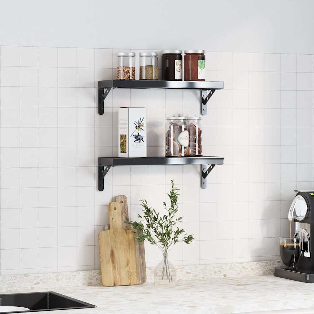 Hyllebrakett 4 stk. 15x2,5x11,5 cm rustfritt stål - svart, 15 x 2,5 x 11,5 cm, 1, x - number 4.