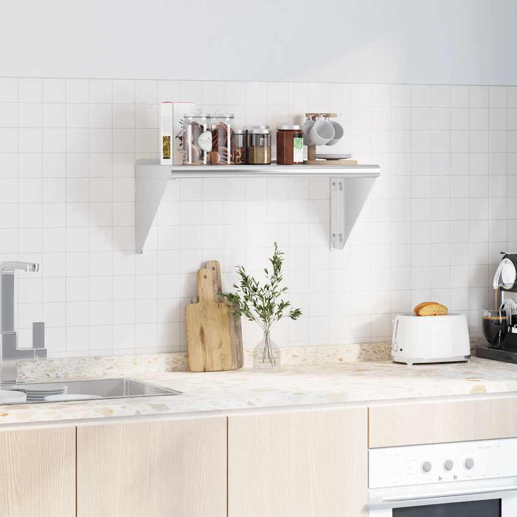 Væghylde rustfrit stål sølvfarvet - 75 x 30 x 31 cm, 1, x - number 3.