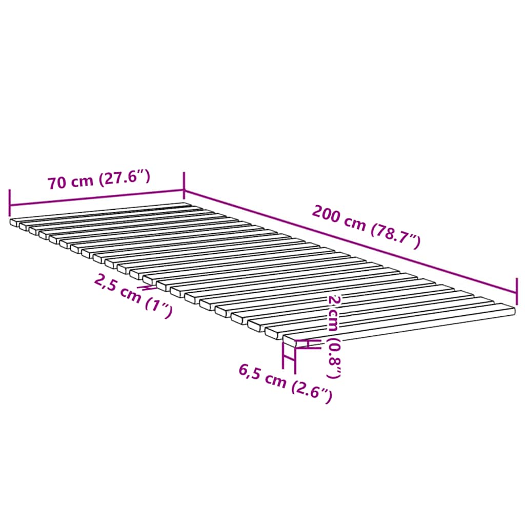 Sengelameller 70x200 cm massivt fyrretræ - number 9.