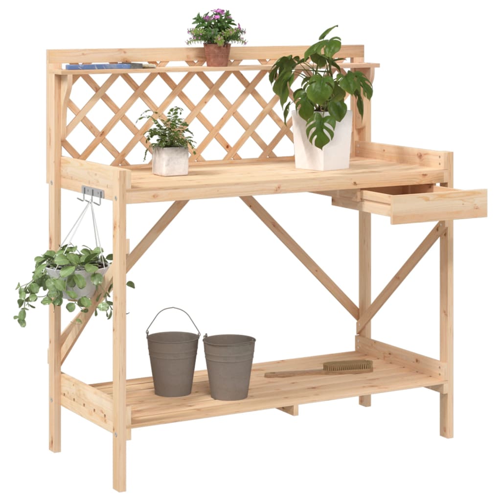Potting table with solid pine trellis - number 1.