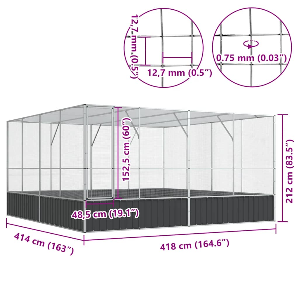 Volière en acier couleur argent - number 10.