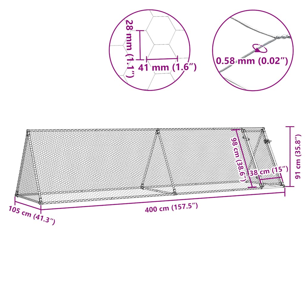 Poulailler en acier galvanisé couleur argent - 400 x 105 x 91 cm - number 9.