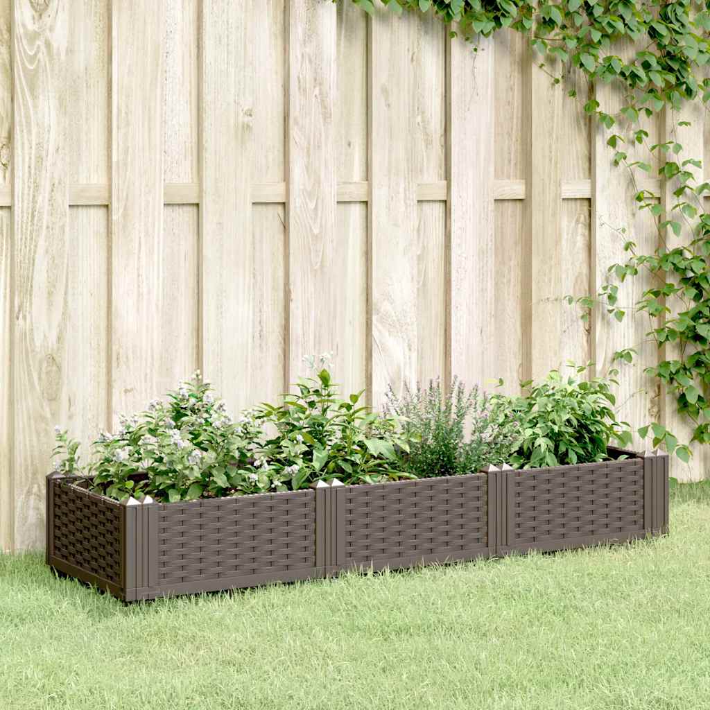 Plantekasse med spyd 125x40x28,5 cm pp - brun, 125 x 40 x 28 5 cm, 1 - number 1.
