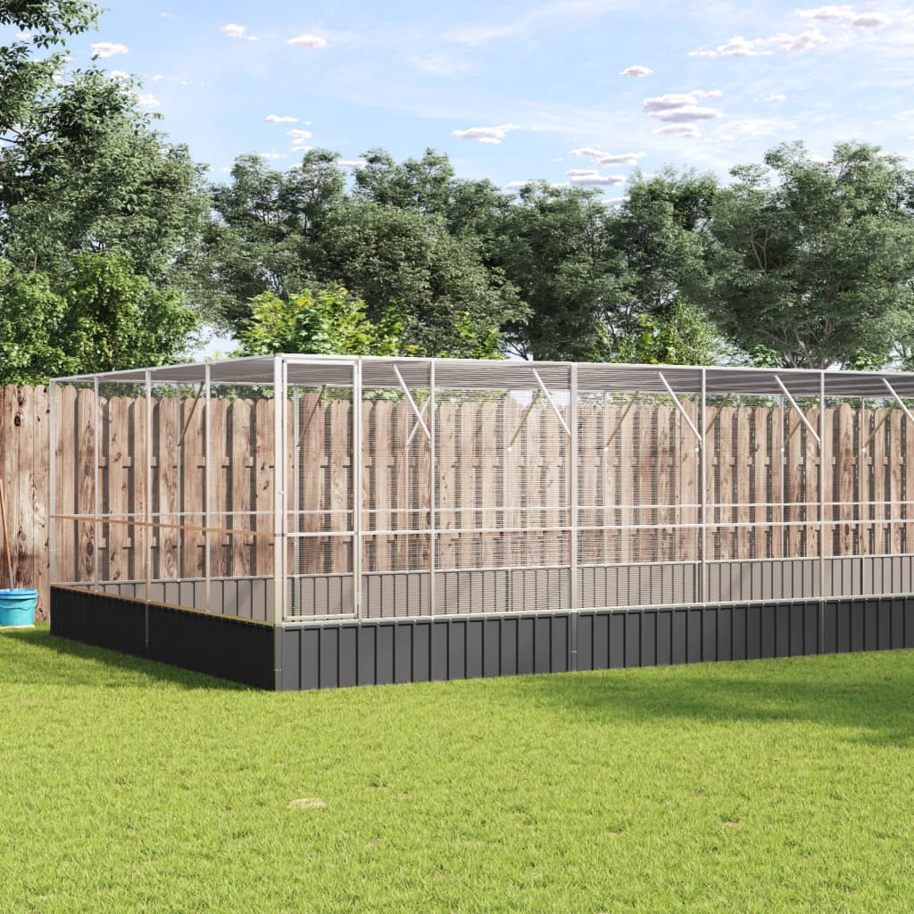 Volière avec extension en acier argent coloré - 832 x 414 x 212 cm - number 1.