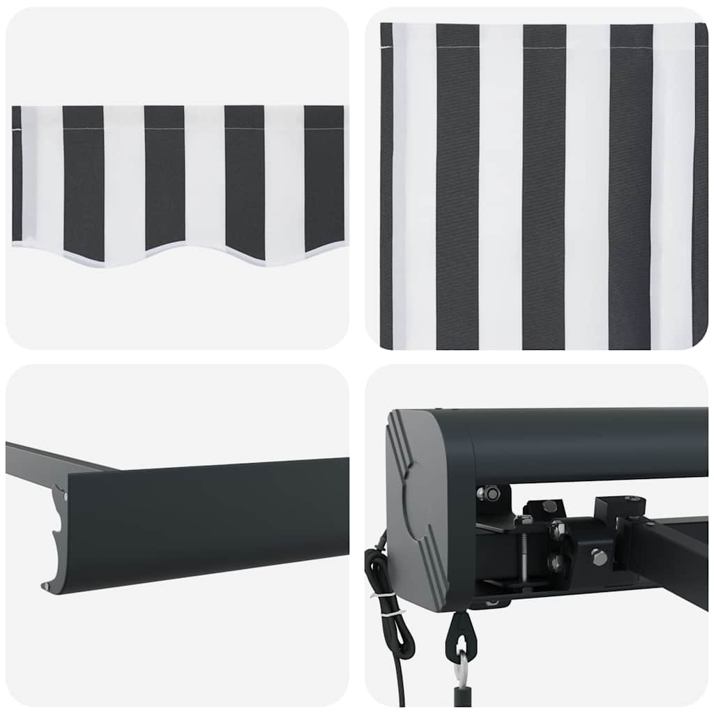 Foldemarkise 4x3 m stof og aluminium antracitgrå og hvid - antracitgrå og sort, 400 x 300 cm, 1 - number 10.