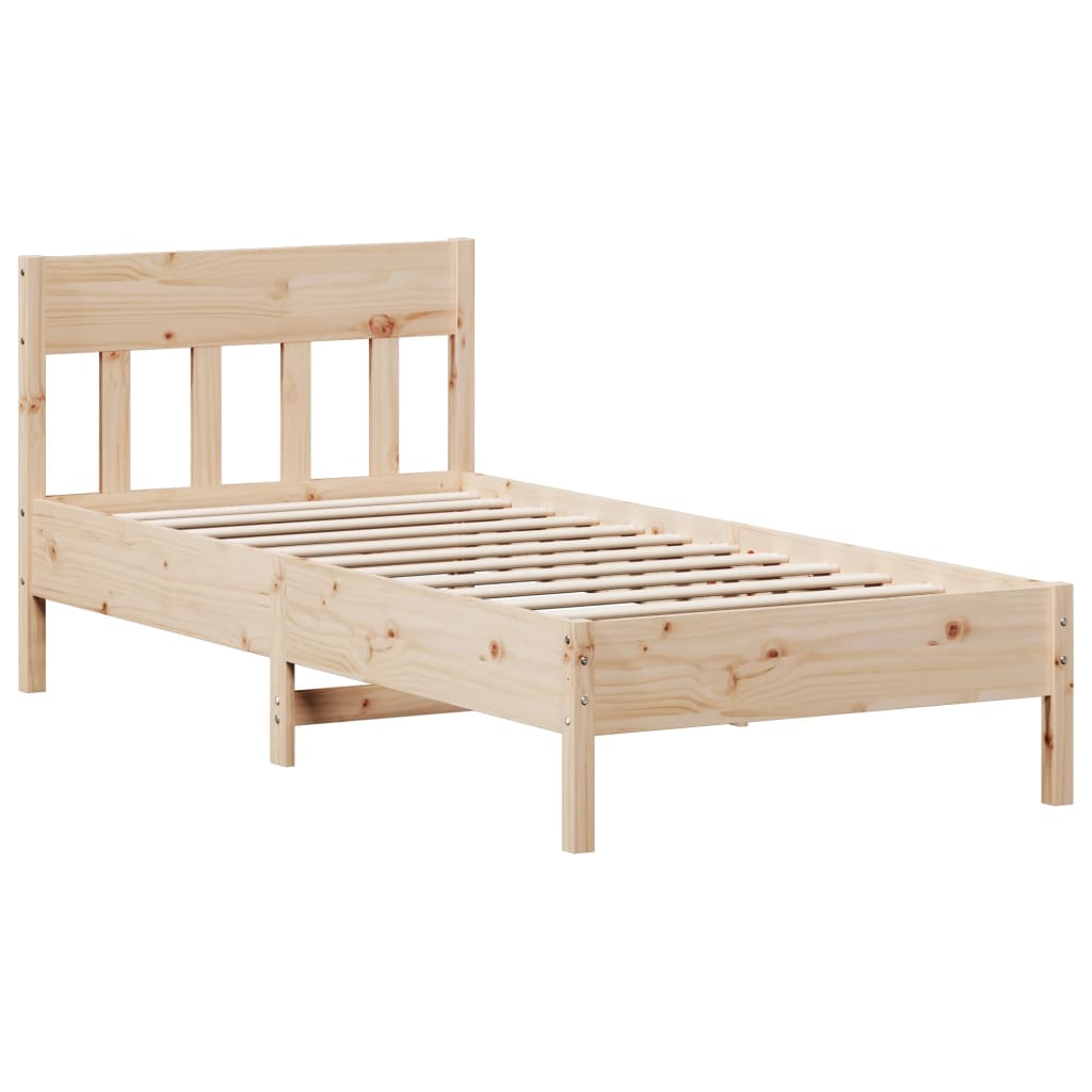 Bed frame without mattress solid pine wood - natural color, 90 x 190 cm - number 2.