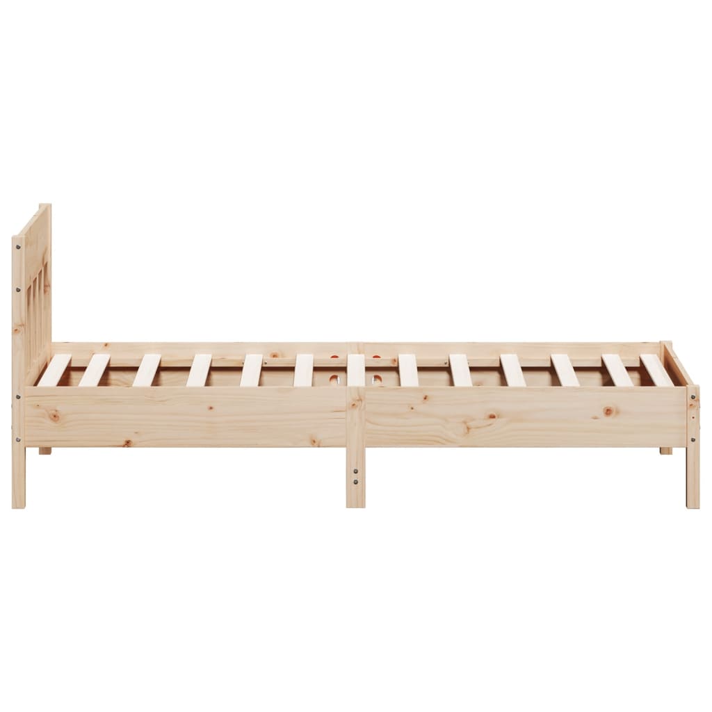 Bed frame without mattress solid pine wood - natural color, 90 x 190 cm - number 5.