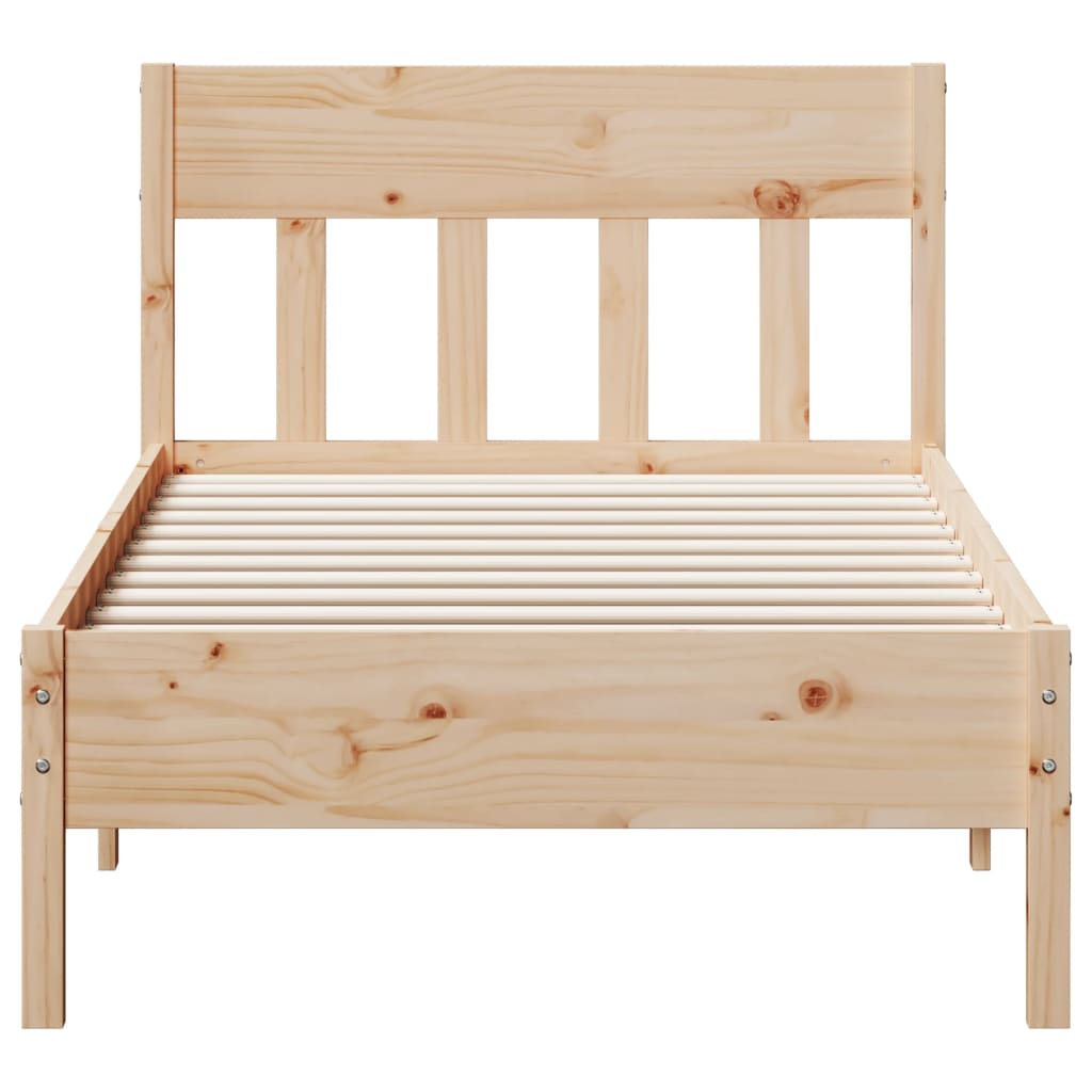 Bed frame without mattress solid pine wood - natural color, 90 x 190 cm - number 4.