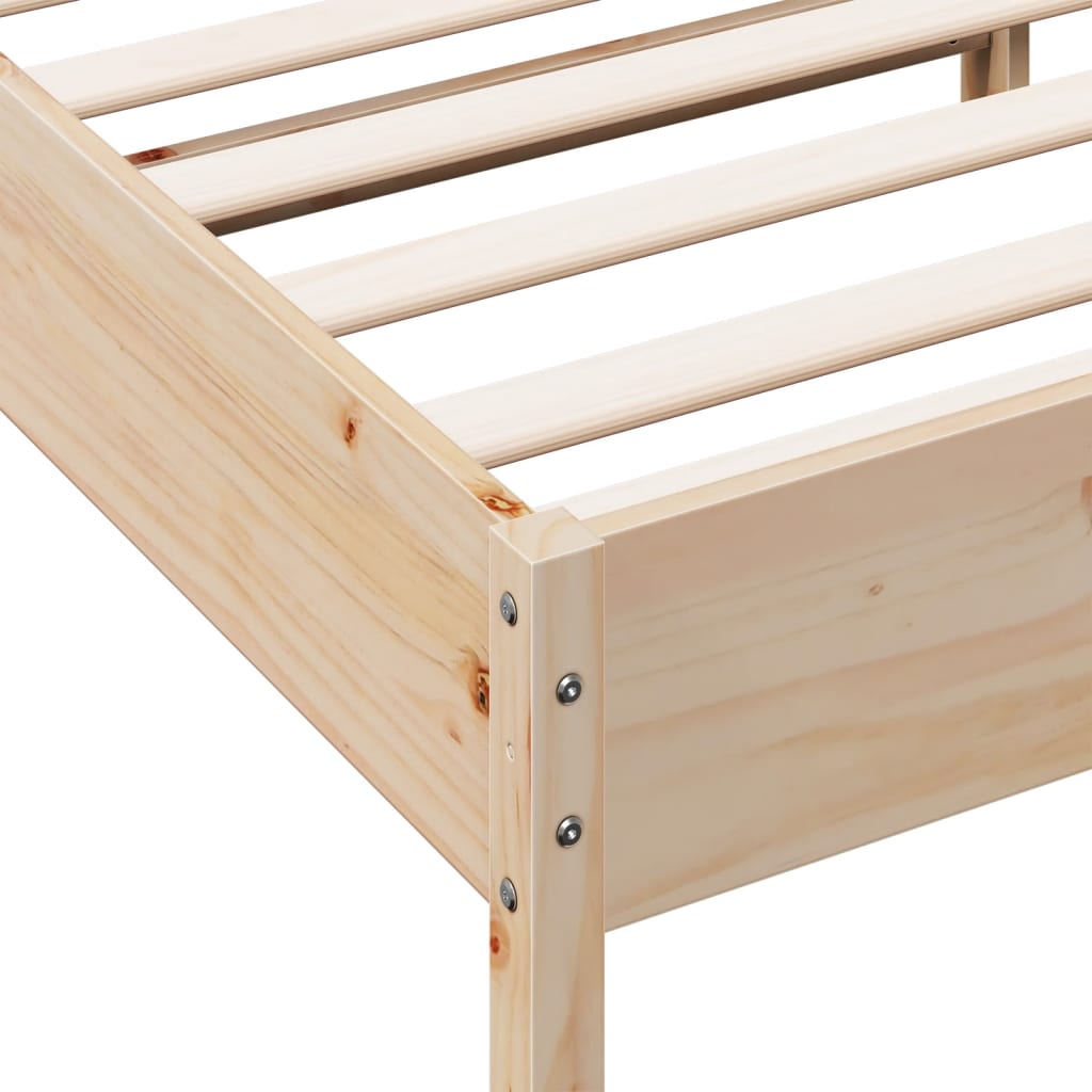 Bed frame without mattress solid pine wood - natural color, 90 x 190 cm - number 7.