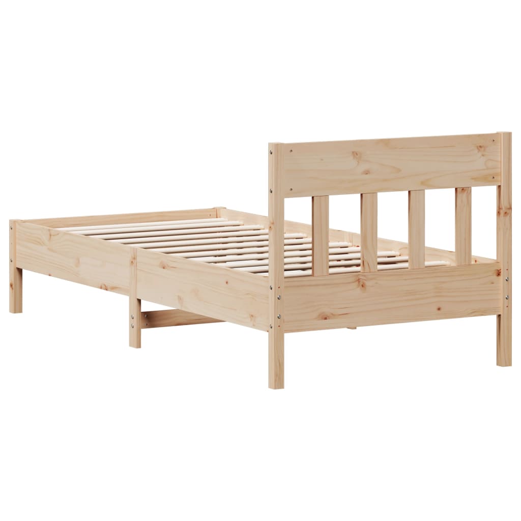 Bed frame without mattress solid pine wood - natural color, 90 x 190 cm - number 6.