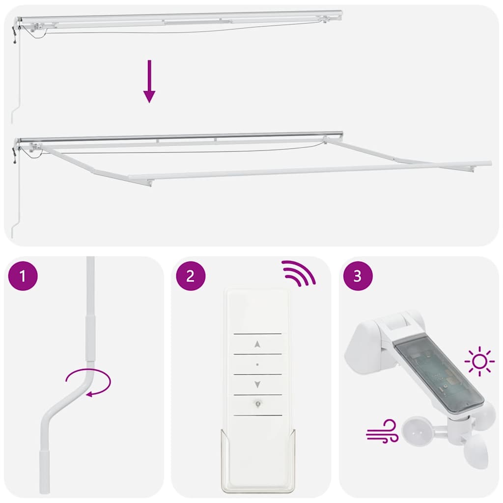 Tenda sa šarkama 500x300 cm automatski rad antracit sivo bijela - antracit siva i bijela, 500 x 300 m, 1 - number 10.