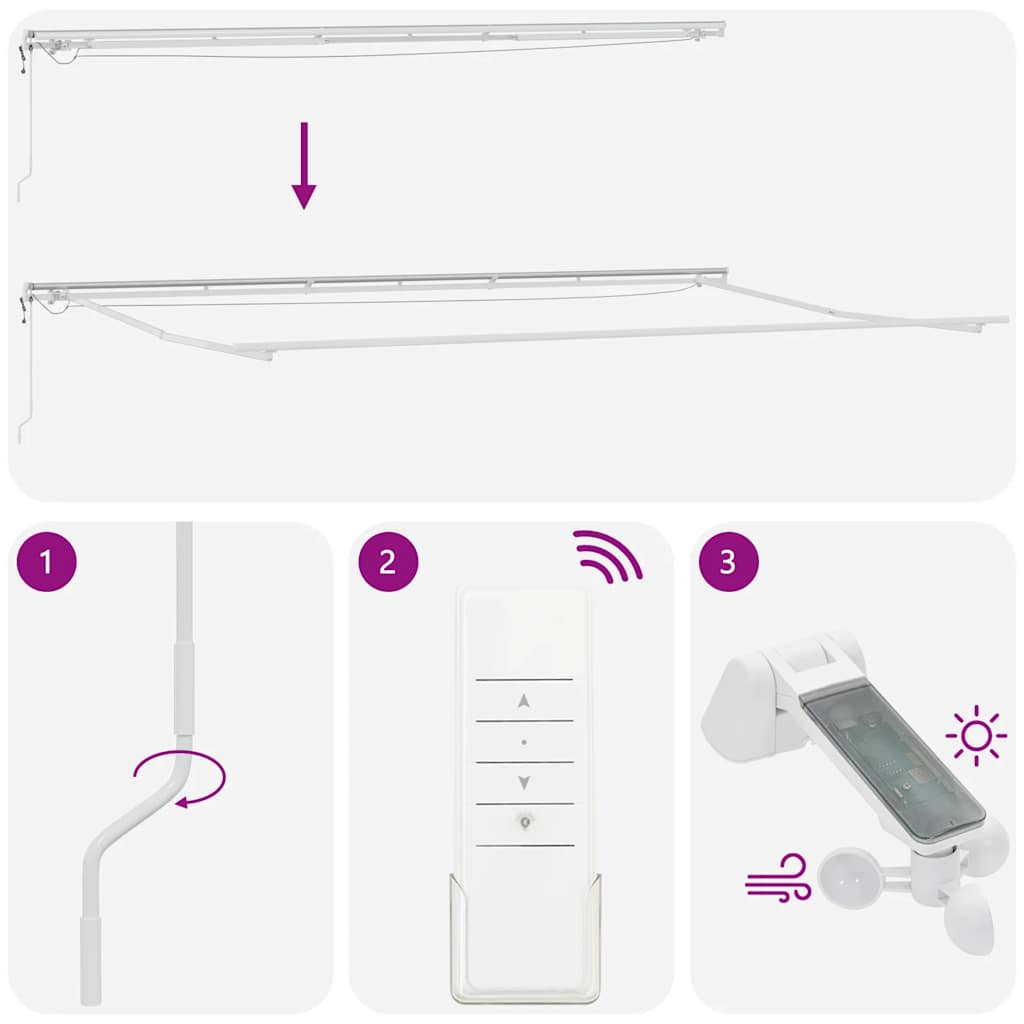 Tenda sa šarkama 600x300 cm automatski rad antracit sivo bijela - number 10.