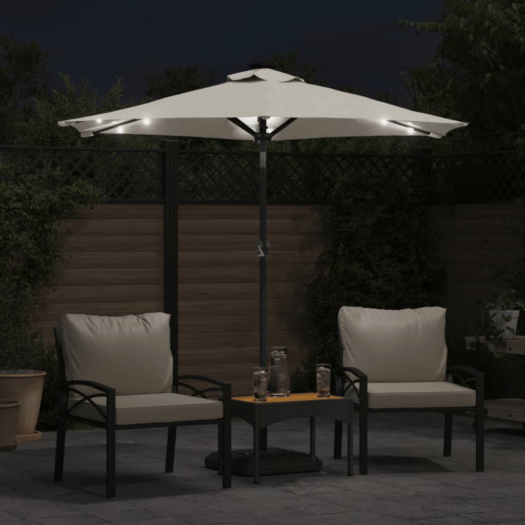 Parasol med led-lys og stålstang 225x225x212 cm - hvid, 1 - number 3.