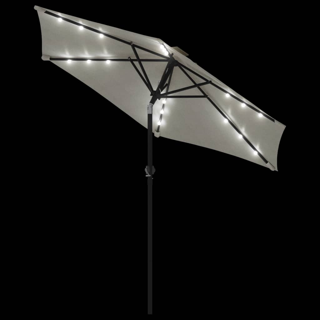 Parasol med led-lys og stålstang 225x225x212 cm - hvid, 1 - number 8.