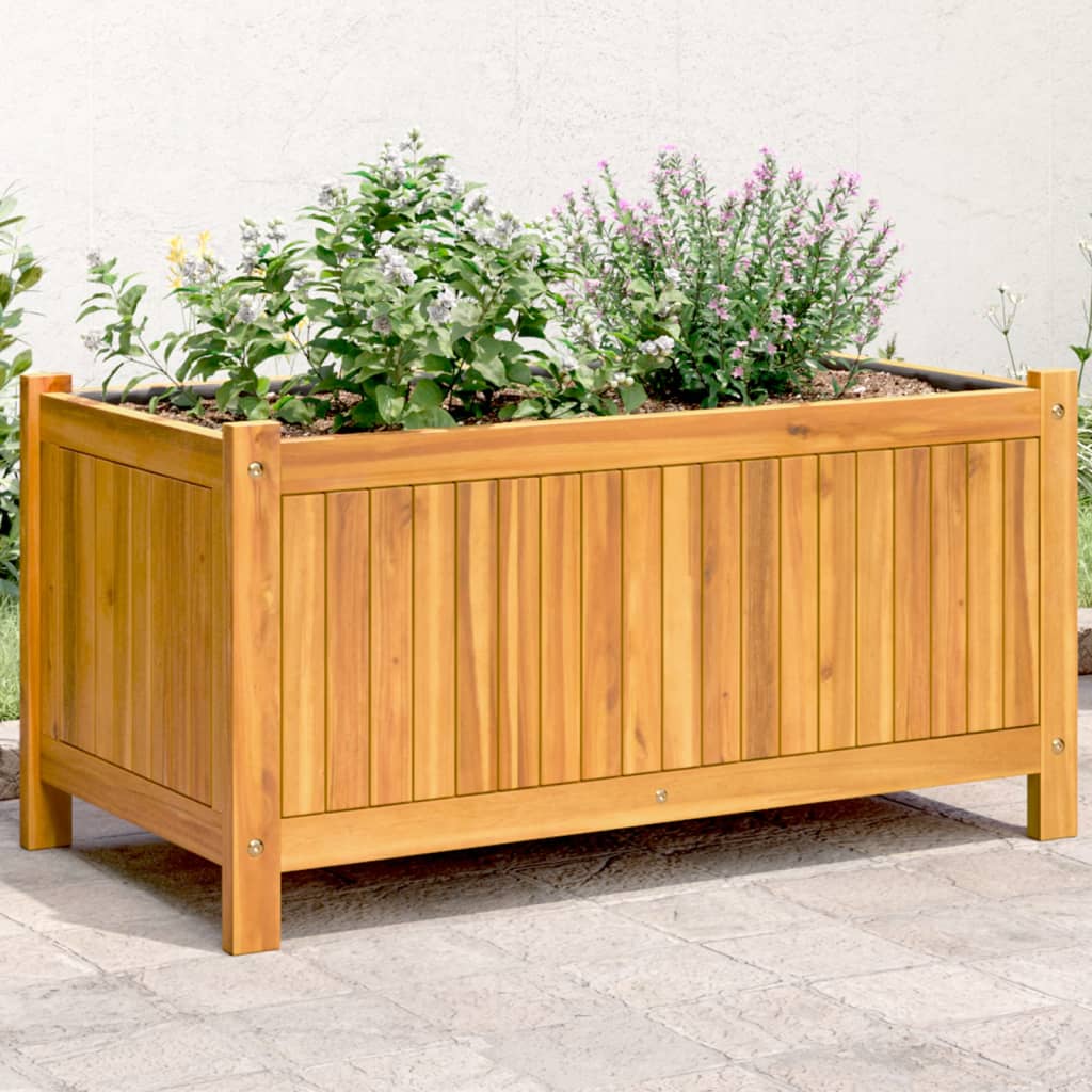 Planter with solid acacia wood - 80 x 42 x 40 cm, 1 - number 1.
