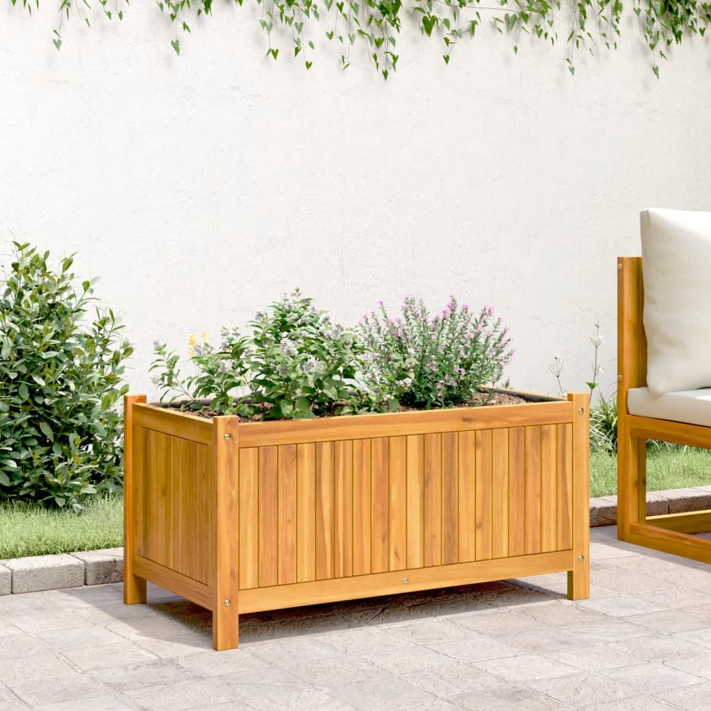 Planter with solid acacia wood - 80 x 42 x 40 cm, 1 - number 3.