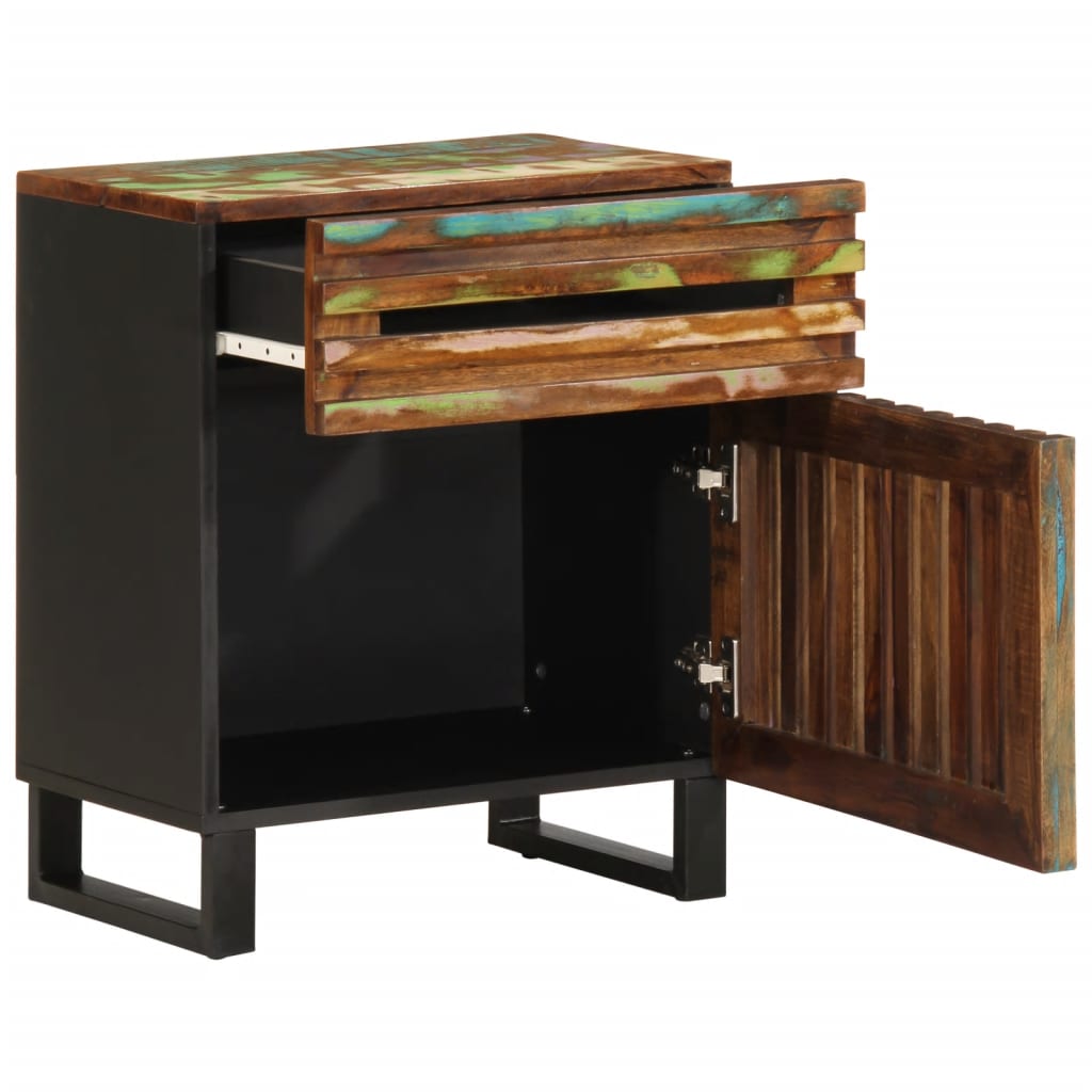 Noćni ormarić 50x34x60 cm - višebojni, 1, puno bagremovo drvo - number 5.