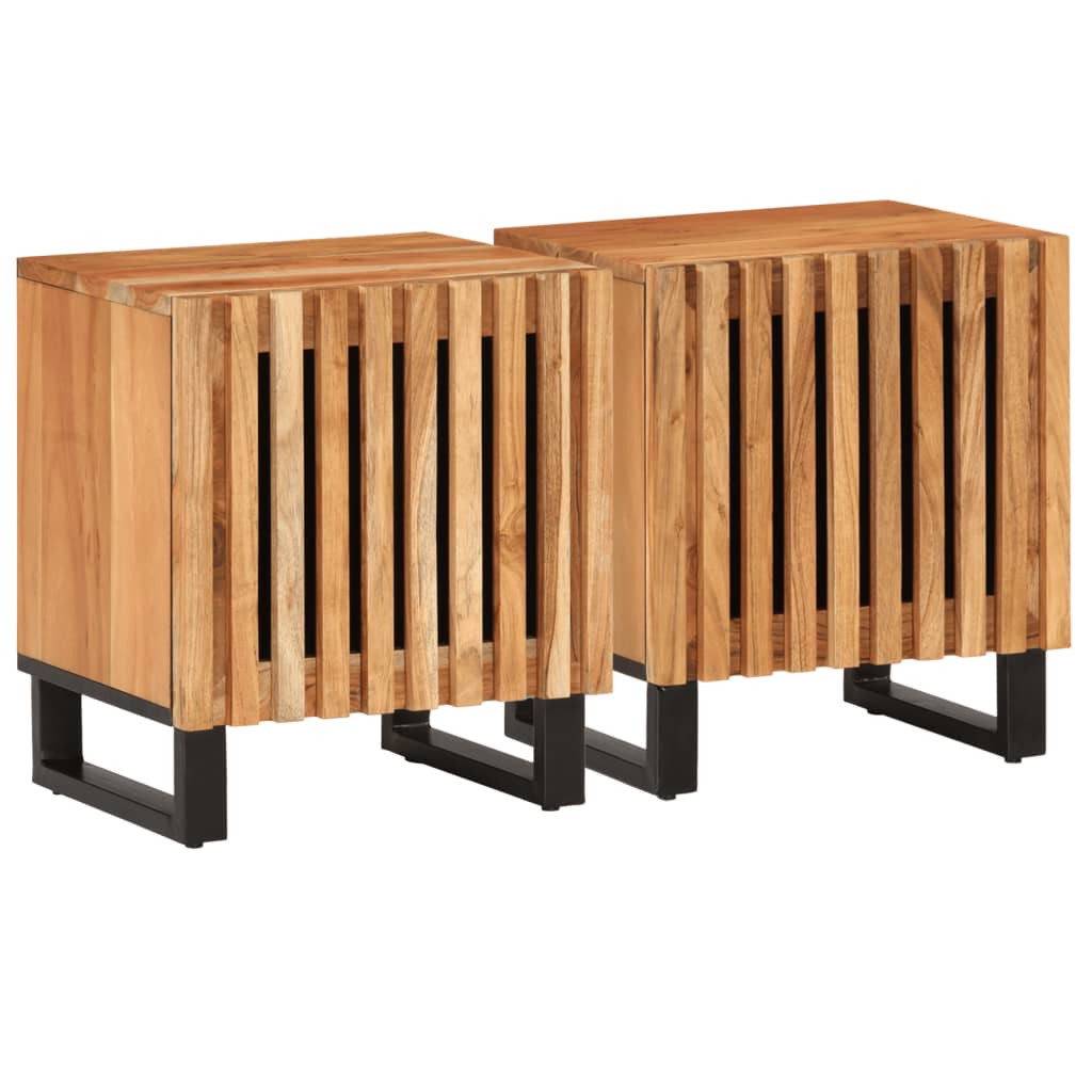Sengeborde stk. 40x34x46 cm - 2, massivt akacietræ - number 1.