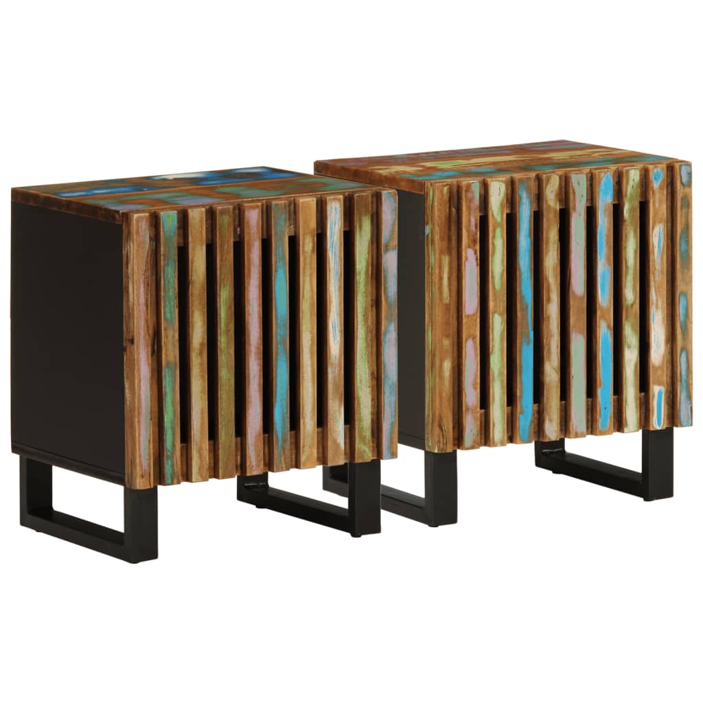 Sengeborde stk. 40x34x46 cm massivt genbrugstræ - 2, massivt genanvendt træ - number 1.