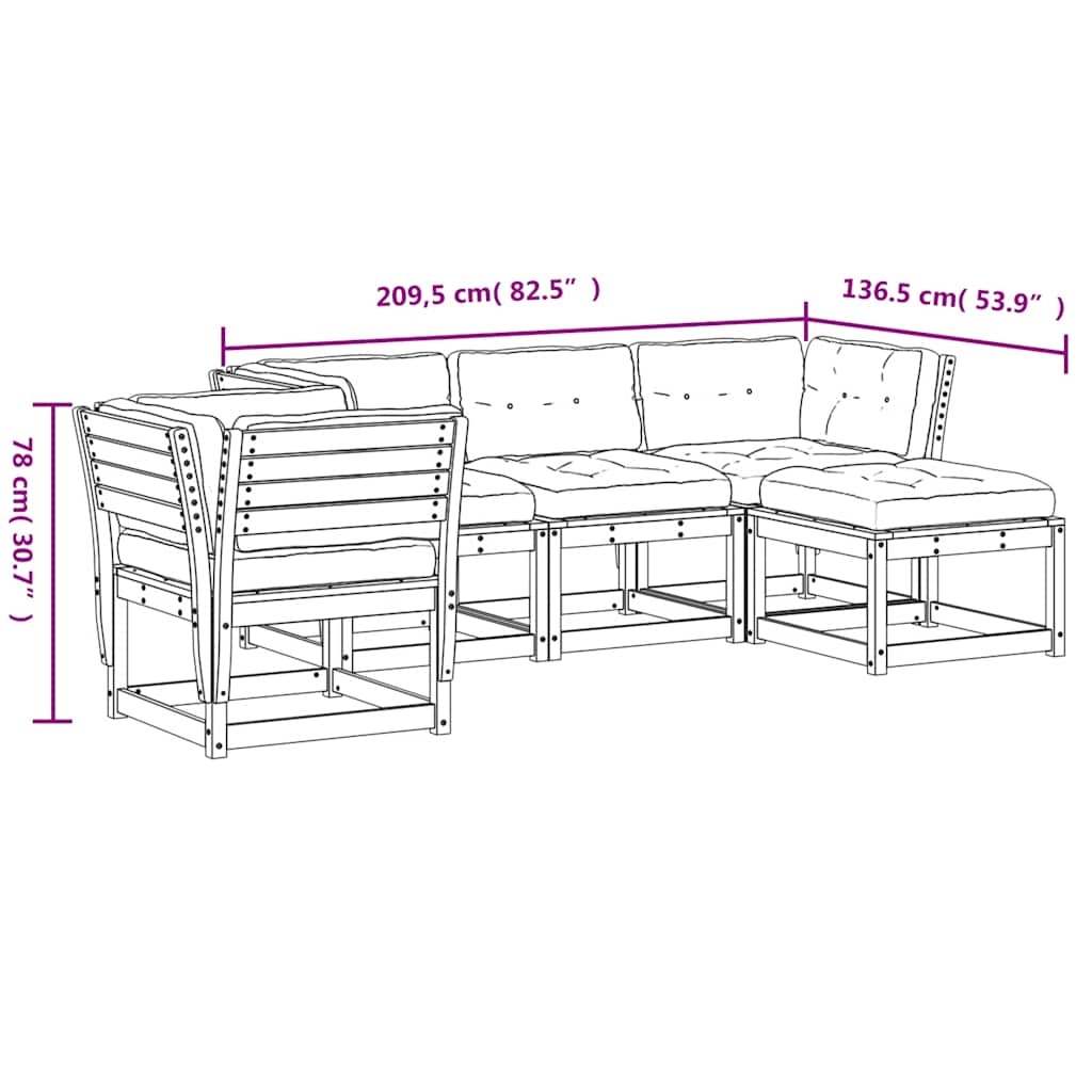 Loungesæt til haven 5 dele massivt fyrretræ - hvid, ja, 1 - number 10.