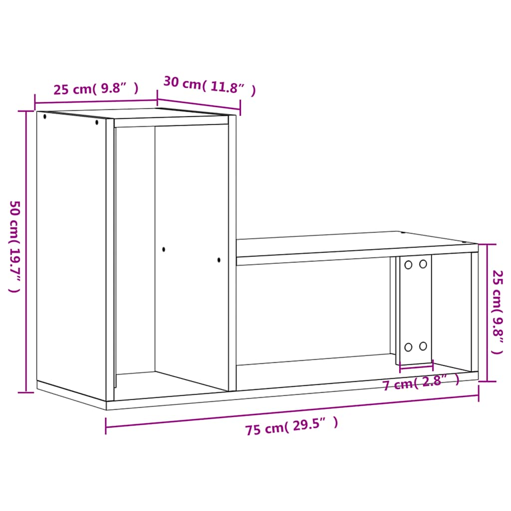 Tv-borde 2 stk. 75x30x50 cm konstrueret træ - hvid, 1, 75 cm - number 12.