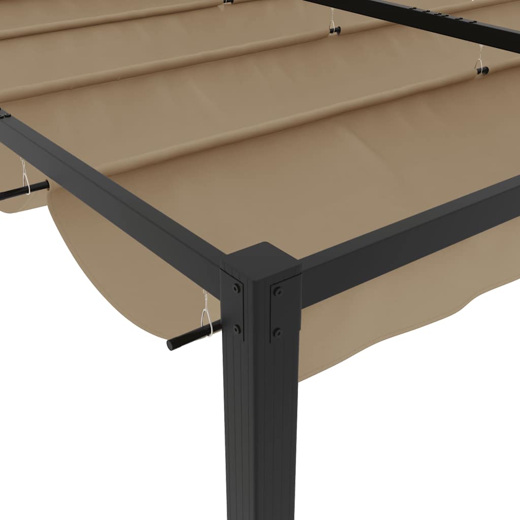 Sjenica s uvlačećim krovom taupe čelik - siva -brown, 3 x 3 m, 1, bez mrežaste tkanine - number 7.