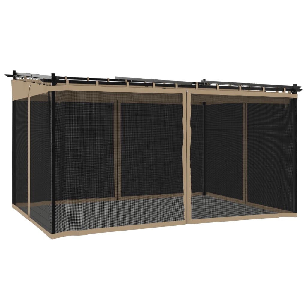 Pavillon mesh-vægge stål - gråbrun, 4 x 3 m, 1, med meshstof - number 2.