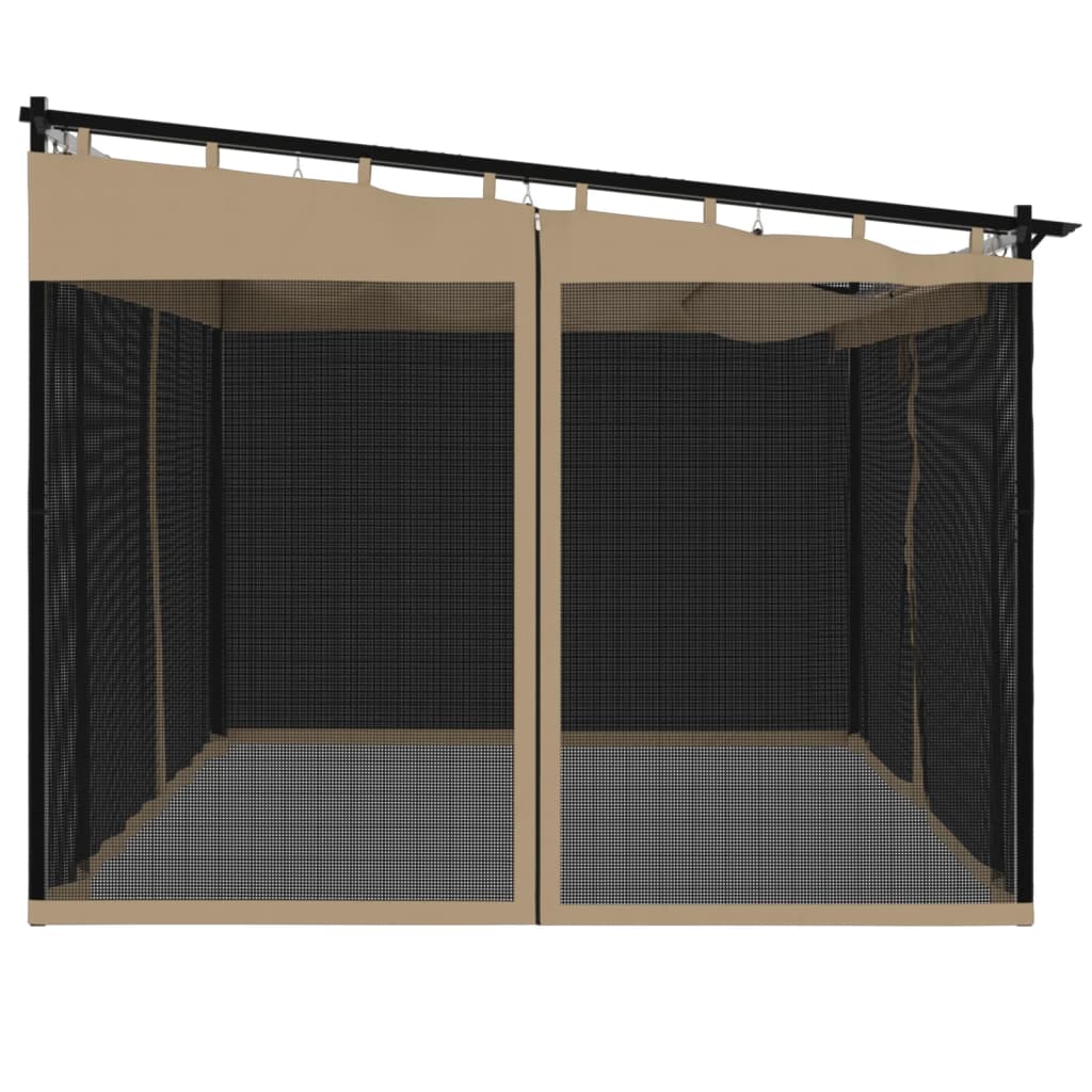 Pavillon mesh-vægge stål - gråbrun, 4 x 3 m, 1, med meshstof - number 5.