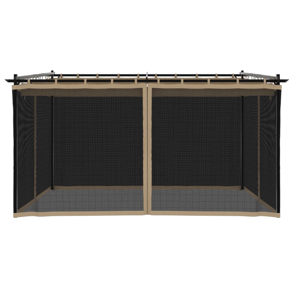 Pavillon mesh-vægge stål - gråbrun, 4 x 3 m, 1, med meshstof - number 4.