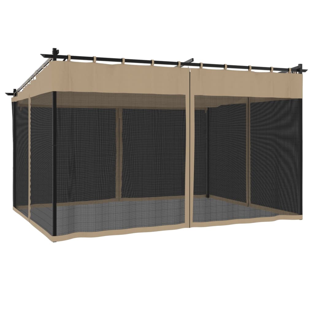 Pavillon mesh-vægge stål - gråbrun, 4 x 3 m, 1, med meshstof - number 6.