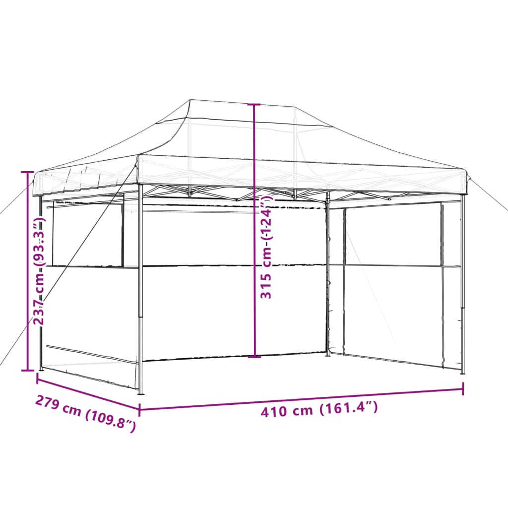 Foldable pop-up party tent with 4 side walls - green, 1, with 3 side walls - number 9.