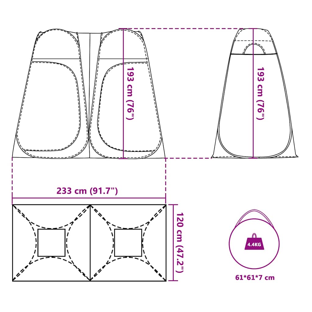 Privacy tent pop -up waterdicht - blauw, 1, x, x - number 12.