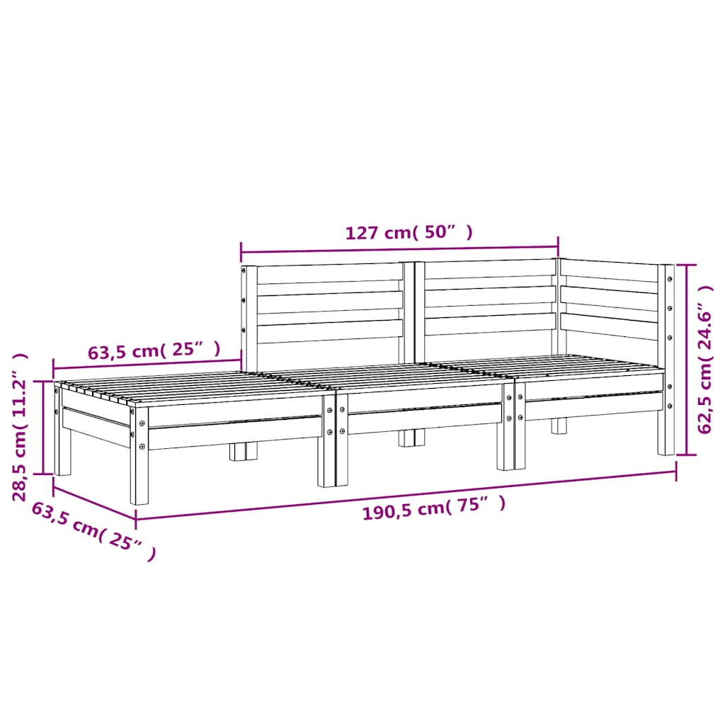 Vrtni kauč s 3 osobe masivni douglas fir-douglas jel je prirodno, 1, 3 sjedala - number 12.