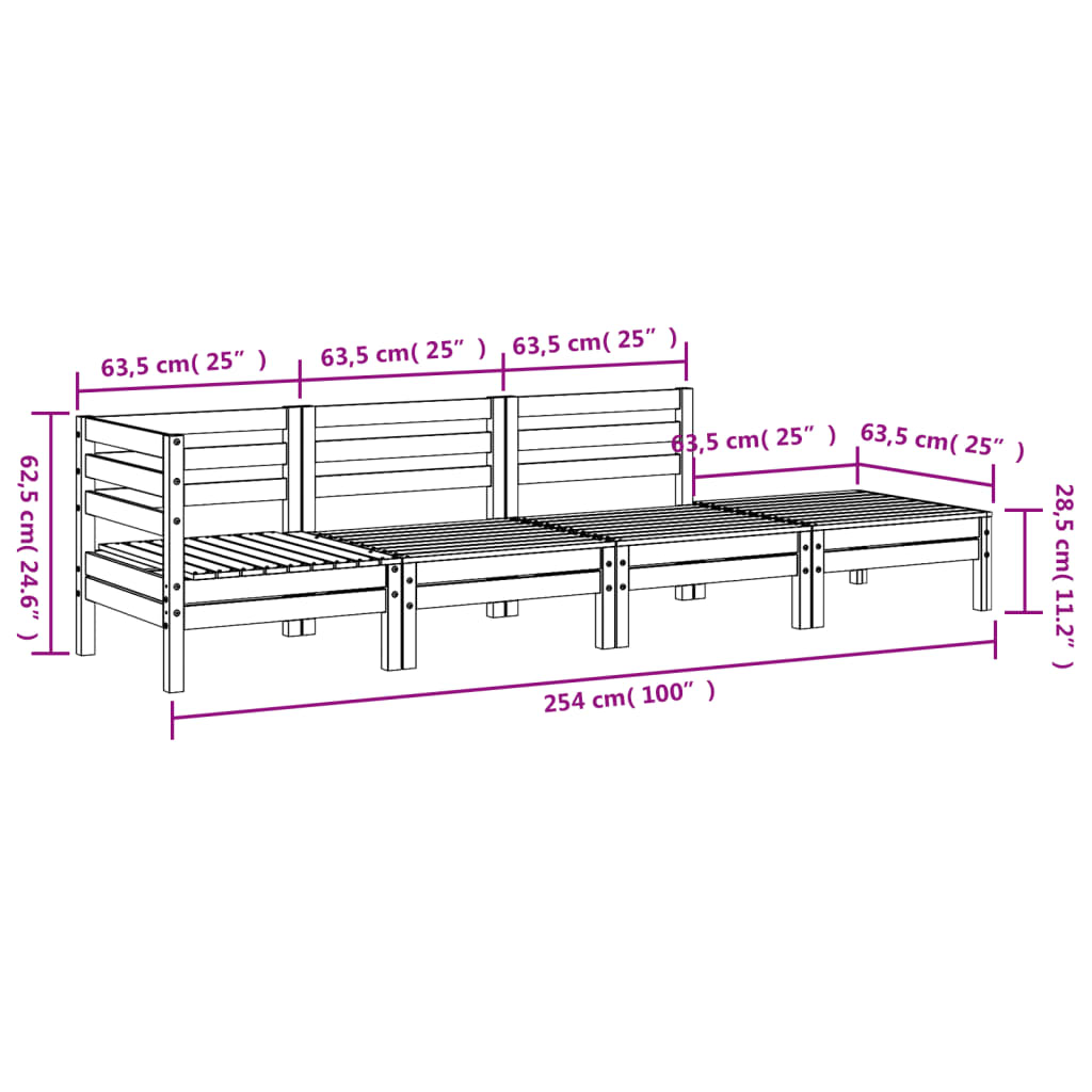 4-personers havesofa imprægneret fyrretræ - number 12.