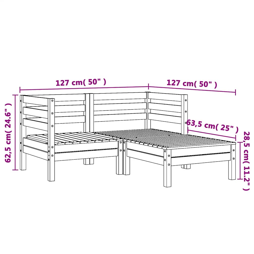 2-personers havesofa med fodskammel massivt douglasgran - douglasgran naturlig, 1, 2x corner + footrest - number 10.