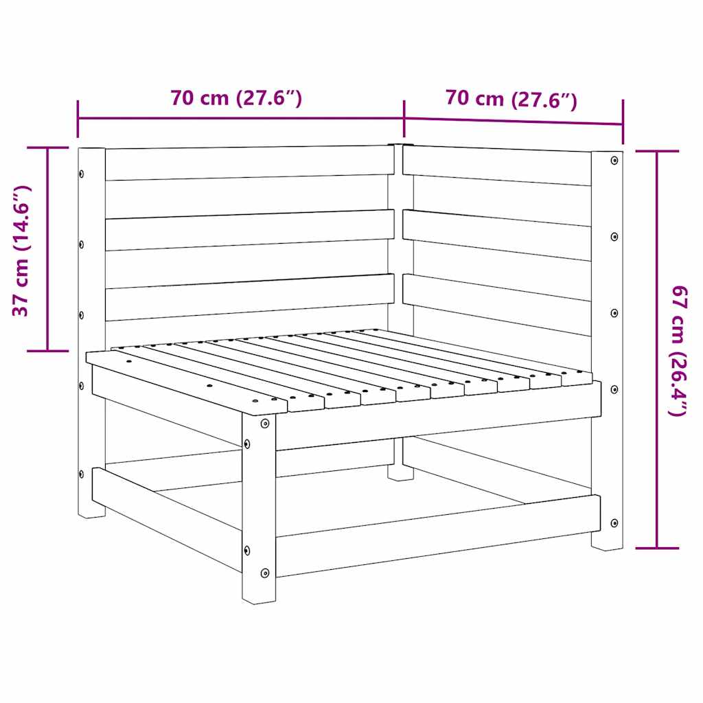 Kutni modul za vrtnu garnituru 70x70x67 cm puna duglazija - number 8.