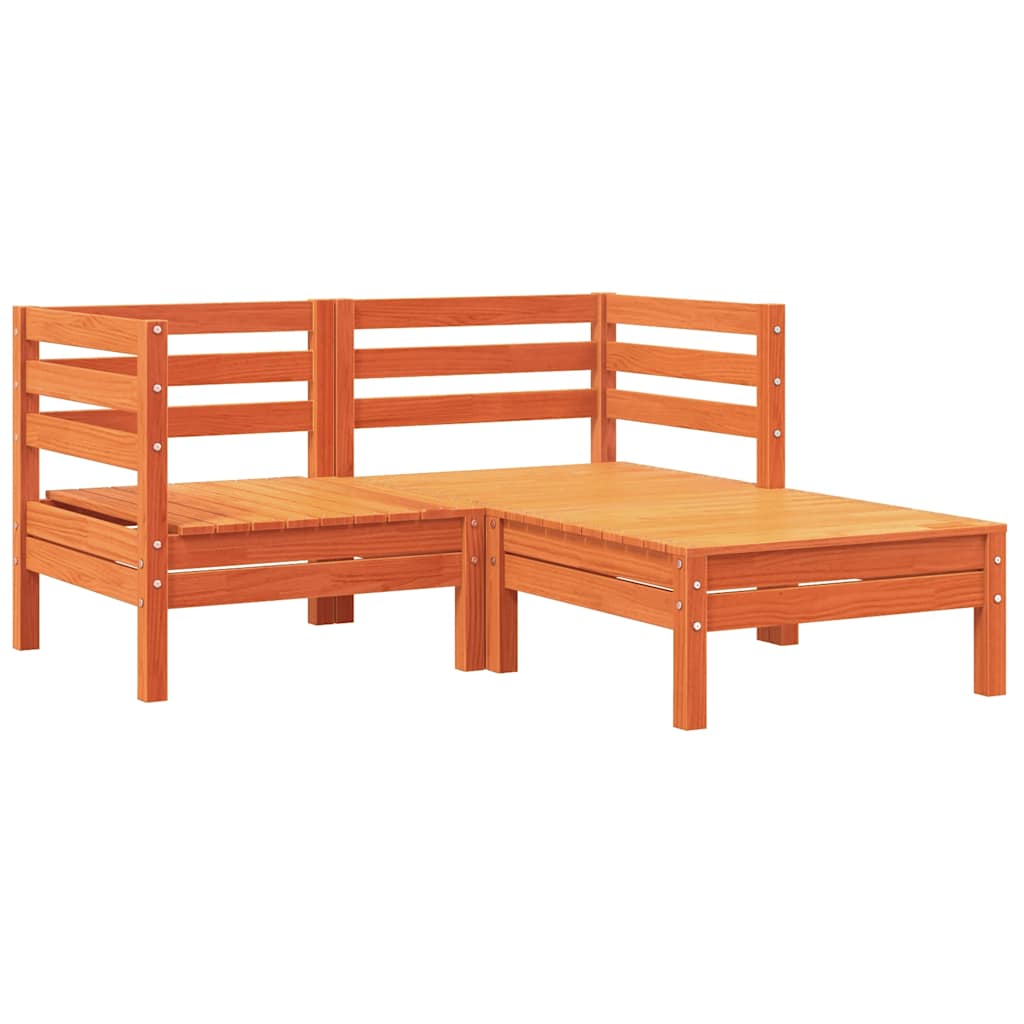 2-personers havesofa med hynder og fodskammel - brunt fyrretræ, 1, 2x corner + footrest - number 4.